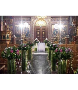 Wedding Decoration of the Church's Interior Aisle with Oriental
