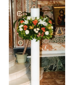 Στολισμός Λαμπάδας Γάμου με Πορτοκαλί και Λευκά Τριαντάφυλλα
