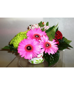 Κατασκευή Λουλουδιών με Ζέρμπερα Ροζ